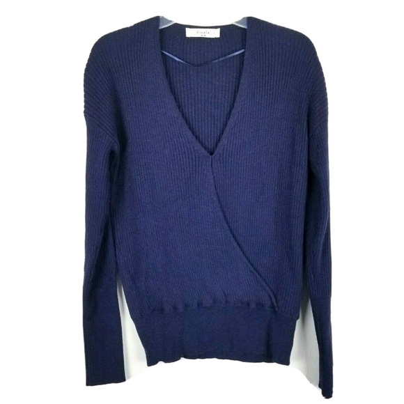 Elodie Blue V-Neck Sweater with Wrap Style NWT - Picture 1 of 4